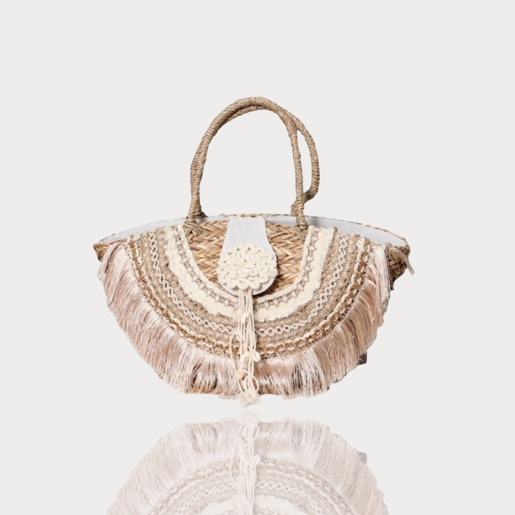 Panier paille & franges