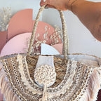 Panier paille & franges